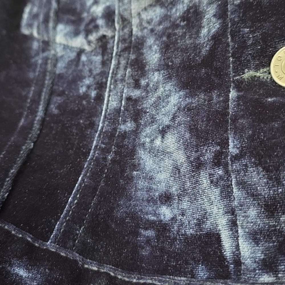 Topshop MOTO Rare Velvet Jean Jacket - Dark Blue Sz 6 - Picture 7 of 7